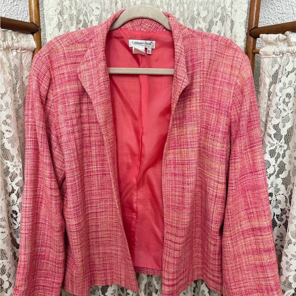 Pink Tweed 100% Silk Blazer